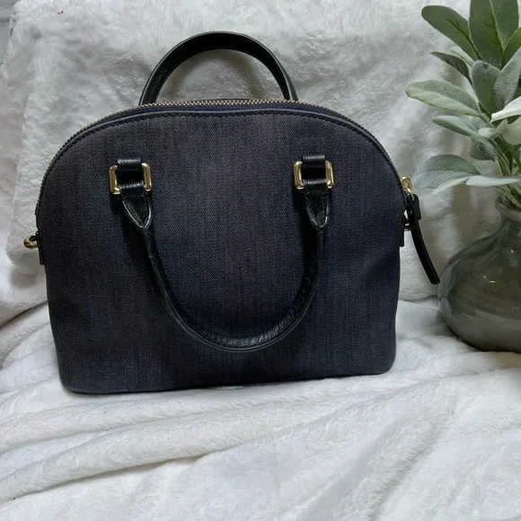 Kate Spade Denim Satchel with Red Floral Design - Picture 2 of 5